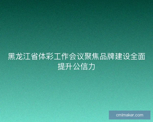 黑龙江省体彩工作会议聚焦品牌建设全面提升公信力 黑龙江省体彩工作会议聚焦品牌建设全面提升公信力